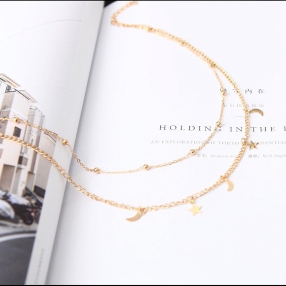 2 Gold Layer Star and Moon Necklace - Picture 4 of 7